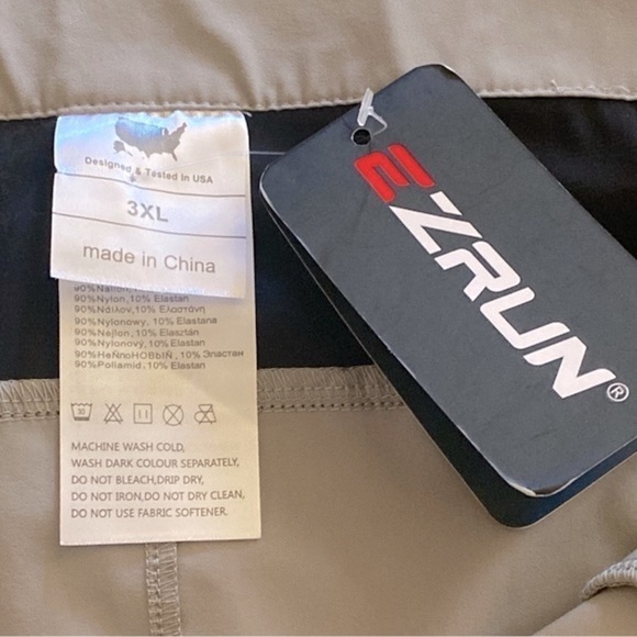 EZRUN Tactical Cargo Shorts Hiking Fishing Cycling  Water Repellent Khaki NWT - Picture 7 of 14